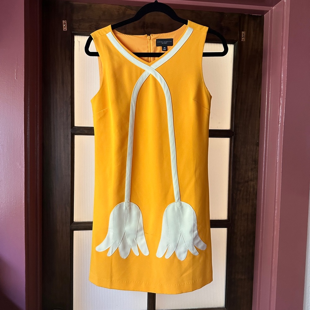 Victoria Beckham Retro Yellow Dress with White Tulip Detail